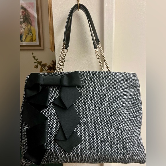 Kate Spade Black and Gray Tweed Shoulder Bag EUC - Picture 5 of 16
